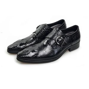 italian buckle dress mens fashion genuine leather business male shoes