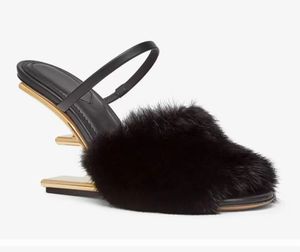 Kvinnors designer sandaler höga klackar klänning skor spetsiga skor avslappnad sommar mode sko 10 cm framklack