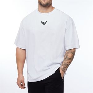 Marka büyük boy tshirt erkek omuz bıraktı kısa kollu fitness tişört erkekler yaz örgü gevşek basketbol forması giyim giyim 220621