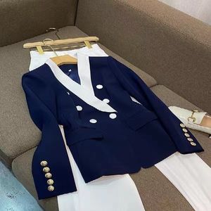 B077 Womens Suits Designer Blazers Tide Brand Högkvalitativ retro Fashion Presbyopic Maze Series Suit Jacket Lion Double-Breasted Slim Plus Size Women's Clothing