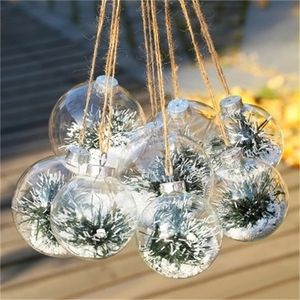 8pc 6810cm Christmas Ball Ornament Clear Glass Bauble Xmas Decoration Pendant Wedding DIY party Event Memory ball Only Glass T200117