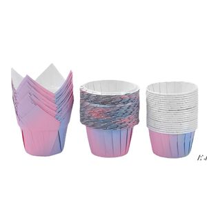 Gradient Cupcake Liners Cake Baking Cups Greaseproof Paper Muffin Wrappers Dessert Holder for Party Wedding JJLE13567