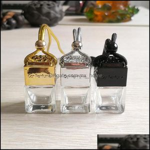 Packing Bottles Office School Business Industrial 8Ml Car Per Square Shape Clear Bottle With Uv Alloy Caps Hang Rope For Decorations Air F