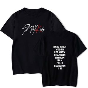 Coréia Stray Kids Camiseta Homens Mulheres Moda Algodão Camiseta Hip Hop Tops Menina Tee Kpop Felix Woojin Camiseta Verão Mens Camiseta Menino 220608