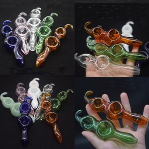 Wholesale Mini Colored Small Smoking hand Pipes for Herb Spoon Pipe with two tobacco bowl