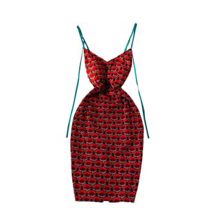Neues französisches Damen-Blumendruck-Spaghettiträger-Entlüftungszacken-figurbetontes sexy kurzes Kleid in Übergröße SMLXL