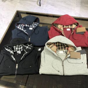 Designer Hoodies Plaid Hat Embroidery Pocket Overweight Fabric Sweater Branded Hoodie Cardigan Unisex Autumn and Winter