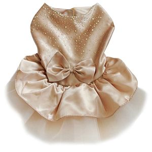 Vestidos de vestuário de cachorro fofo filhote de cachorro de estimação bowknot gaze saia lantejoulas roupas de princesa XS-XL