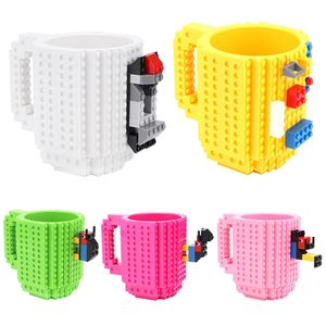12oz Nontoxic ABS Plastic DIY Assembly Building Blocks Toy Brick Mug Office Gift Coffee Mug Inventory Wholesale