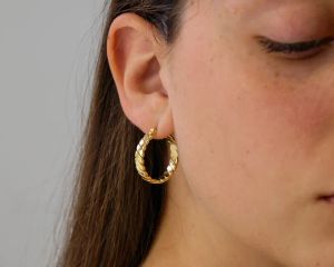 Gold large circle fried dough twist Earrings Women's huggies Double layer Necklace Overlapping clavicle chain luxury fashion twist huggie earring female hoop
