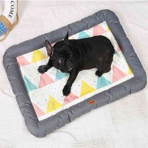 夏の冷却猫犬ベッドソフトパピーブランケットペットマットドッグマットレスベッド小型犬用クッションケンネルペット用品210401