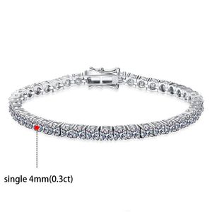 Prezent Certyfikowany 4 mm All Moissanite Tennis Bracelets for Women Men's Lab Full Diamond Bangle 925 Srebrny biżuteria