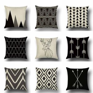 Cushion/Decorative Pillow 1Pc Black And White Wave Stripe Geometric Throw Pillows Case Lumbar Geometry Couch Cushion Cover For Sofa Car Home