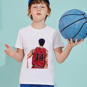Tシャツ2022年夏ユニセックスTシャツファッションガールズTシャツレトロバスケットボールプレーヤーノベルティボーイTシャツOネックキッズTシャツシャツ