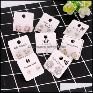 100Pcs/Lot 4X4Cm White Color Paper Different Design Colorf Earrings/Ear Stud Card Jewelry Display Hang Tag Label Printing Drop Delivery 2021