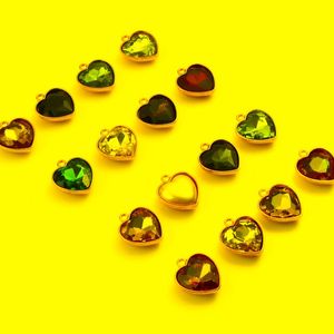 Kolye Kolyeler PCS Cam Kalp Serideler Sevgililer Günü Takılar Altın Renk Diy Takı için Çok Molor Yapım Aksesuarları 18.5x16mmpend