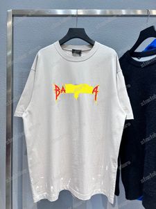 22SS男性女性デザイナーTシャツ稲妻文字パリプリント洗浄短袖クルーネックストリートウェアブラックホワイトXINXINBUY XS-L