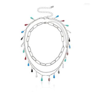 Chokers europeiska och amerikanska gränsöverskridande ornament målade droppglasyr Gemstone hänge halsband kvinnlig hiphop trend flerskikt runt gud