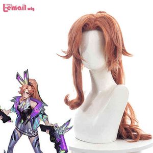 L-email wig Synthetic Hair Miss Fortune Cosplay Wig LOL Battle Bunny 80cm Long Brown Heat Resistant Wigs220505