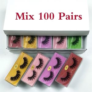 3D Mink Lashes Bulk بالجملة 3050100PCS Natural Fluffy Wispy False Eyelashes Pack Makeup Soft Sway Shice Gover