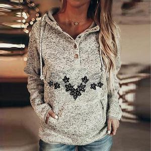 Damen Hoodies Sweatshirts Hoodie Kleid Frauen Pullover Top Bluse bedruckte Schnappknopf Langschläfe Taschen -Damen Ärmel gesteppt Swe