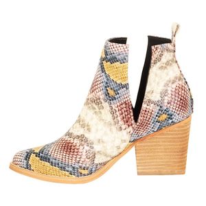 Snakeskin Short Boots Fashion Chunky Heels Acle Boot Casual Slip-On Print