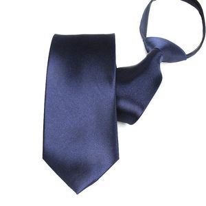 Bow Ties Neck Tie 8cm For Men Polyester Satin Solid Pre-tied Zipper Necktie Black Navy Blue Red Green White Pink NecktiesBow