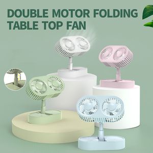 New desktop folding electric fans portable home mute mini usb small fan charging double head