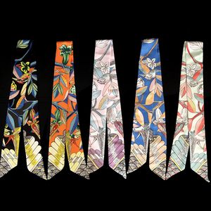 New Korean Style Womens Scarf Printed All-Matching Emulation Silk Scarf Arm Bag Handle Small Ribbon Headscarf Wholesale