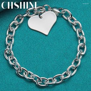 Link Chain 925 Sterling Silver Heart Charme Anhänger Armband für Frauen Hochzeit Engagement Mode Schmuck Lars22