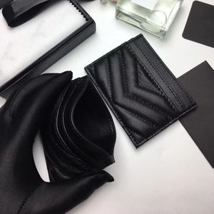 2022 Fashion Card Holder Caviar Mini Wallet Accessories Credit Coin Women Black Purse Pure Color äkta läder lyxdesigner Plånböcker med låda
