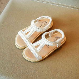 Girls Pearl Sandals Children Summer Princess Shoes Kids Open Toe 2022 Fashion Dance Sandals for 1-6 Years G220523