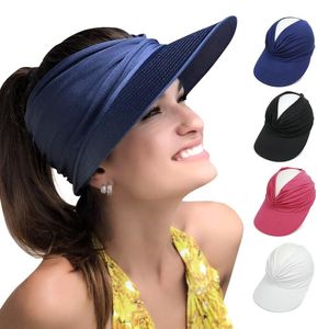 Chapéus largos largos sunhat para mulheres ao ar livre sun hat hollow hollow top tap caput de proteção adulta visor lase Travel Beach