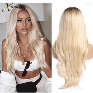 Koronkowe peruki xumoo blondynki długie faliste ludzkie włosy 1b/613 ciemne korzenie naturalne perukę fali ciała 13x4 Front dla kobiet Kend22