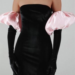 Weird Pus Strapless Velvet Dress Elastic Bodycon With Clouds Gloves Birthday Vacation Party French Romantics Streetwear 220509