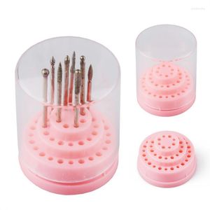 Nail Art Equipment Polish Pen Organizer Holder Supporto per trapano in acrilico Espositore Coperchio contenitore 48 fori Scatola portaoggetti per strumenti per manicure Prud22