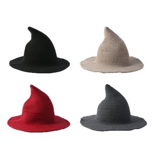 Hexen Hüte großhandel-Stricker Wollhut Hexenhut für Weihnacht Cosplay Make up und tägliche schwarze Party
