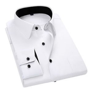 Camisa de homens de alta qualidade Vestido de manga longa da primavera Trabalho de trabalho formal Camisa masculina Camisas Slim Fit Man Shirts White DS378 210331