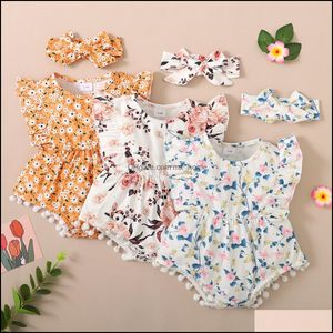 Rompers JumpsuitsRompers Baby Kids Clothing Baby Maternity Girls Ruffle Flying Sleeve Romper Infant Toddler Fl Dhvwg