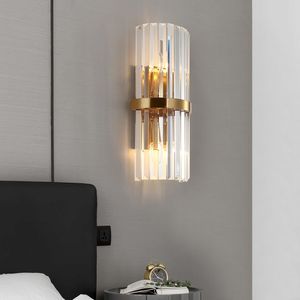 Lampadari moderni Lampade da parete in cristallo trasparente Applique a LED di lusso Luci a parete dorate per corridoio Corridoio Soggiorno Comodino Decorazioni per la casa