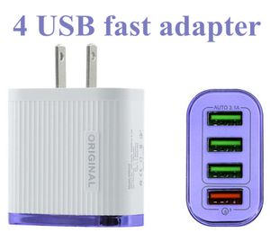 빠른 전원 어댑터 USB 충전기 4USB 포트 적응 형 벽 충전기 QC3.0 빠른 충전 여행 범용 EU 미국 플러그 opp 팩 최고 품질