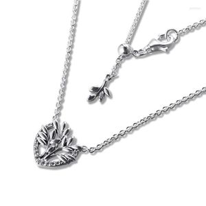 Kedjor Alla hjärtans dag Hjärtat Family Tree Collier Halsband 925 Sterling Silver Jewelry Chain Pendant Halsband för Women Menchains Godl22