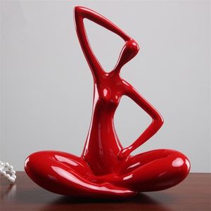 Resin Crafts Home decoration Abstract Yoga girl character ornaments sculpture Creative Living room bedroom bookcase accessories T200710