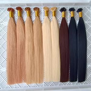 Fusion Italian Keratin Flat Tip Pre-bonded Hair Extension Remy Real Human Hair 14-26 inch Silky Straight Brown Dark Black Blonde Brazilian Indian Peruvian Malaysian