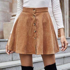 FESTY KARY Spring Autumn Corduroy Women Skirts Vintage High Waist Ladies Solid Color Casual Mini 220317