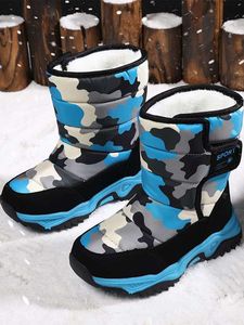 Boys Camo Pattern Chunky Snow Boots SHE