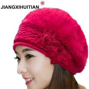 2018 New Arrival Elegant Women Knitted Hats Rabbit Fur Cap Autumn Winter Berets Ladies女性ファッション頭蓋