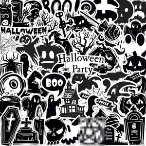 50Pcs Horror Black and White Goth Stickers Halloween Party Graffiti Stickers Pack For Moto Car Suitcase Laptop Sticker Skateboard