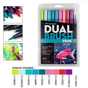 Tombow Abt Double Head Markers Set Calligraphy Pen Water Color Soft Brush Pen Ritning Writing Art Supplies 201116