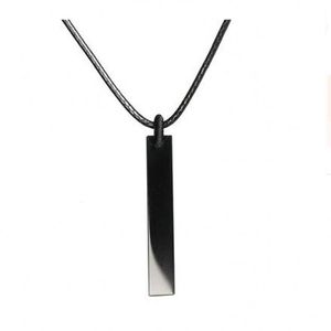 Pendant Necklaces Wholesale Black Cuboid Obsidian Stone Necklace For Women Men Rope Chain Student Gift European Original Fashion Jewelry